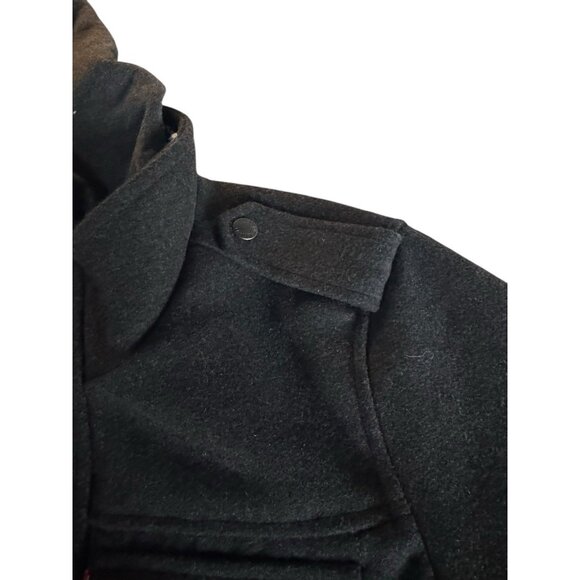 Levi's Men's Sz S Gray Wool Blend Hooded Military Trucker Jacket Charcoal Gray - Picture 8 of 12
